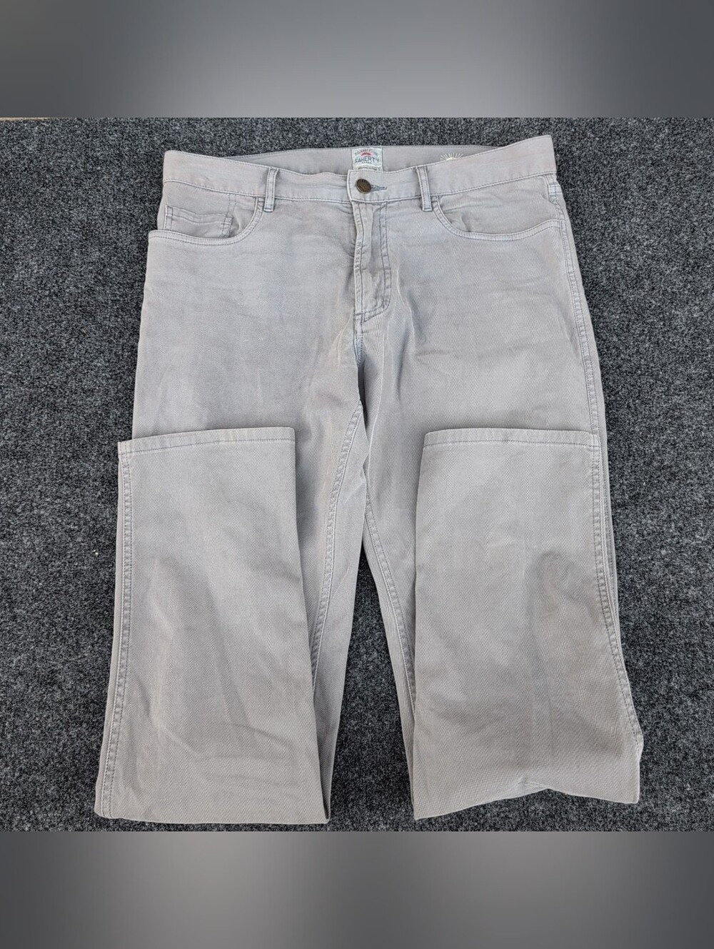 Faherty Pants Mens 33x33 Gray Stretch Terry 5 Pocket Athletic Fit Lightweight